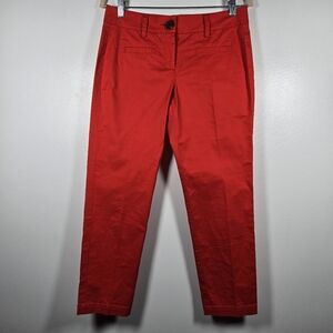 Cabi Red Cotton Stretch Ankle Cropped Trouser Pants Womens Size 4